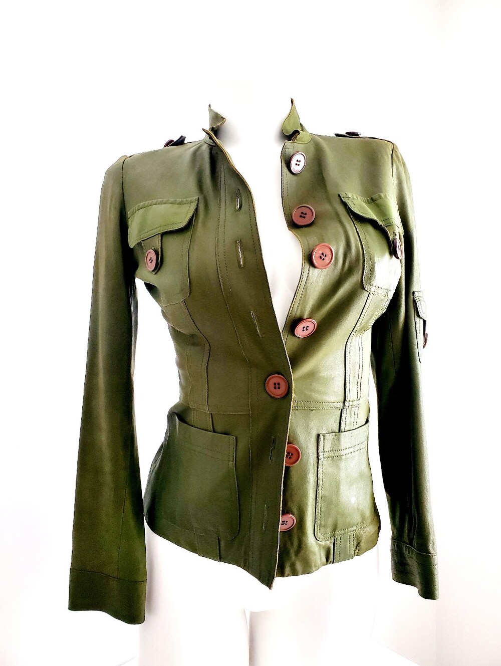 Danier Leather Olive Utility Jacket Blazer